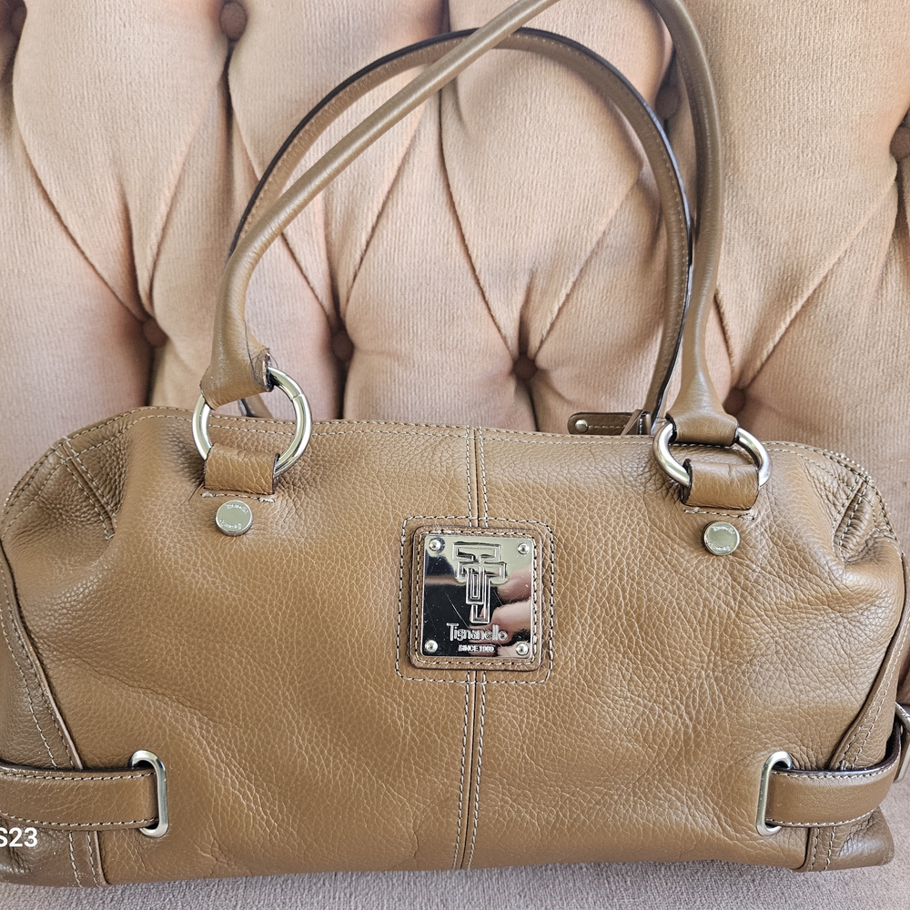 Tignanello Tan Shoulder Bag with Silver Hardware